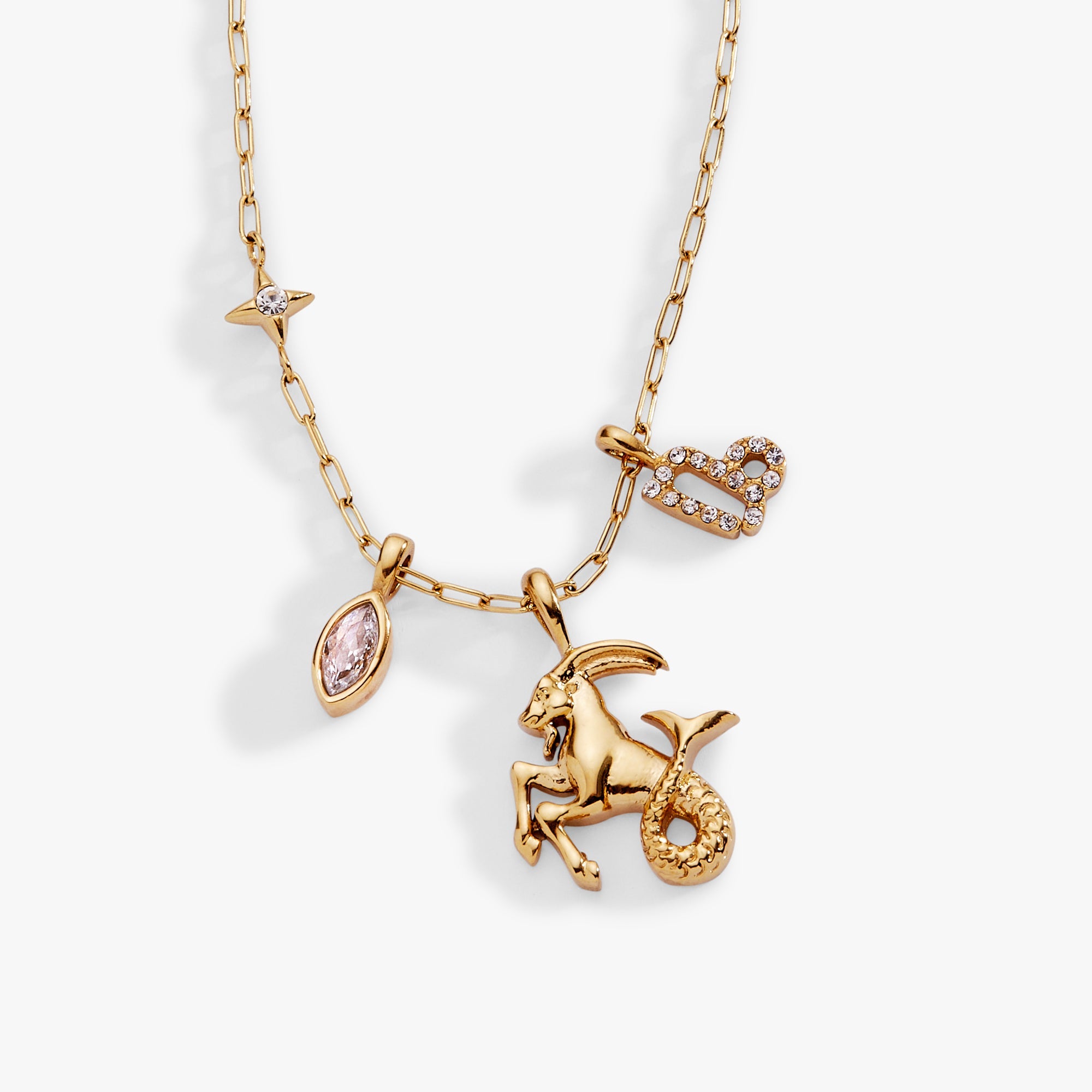 Capricorn Charm Cluster Necklace Stainless Steel Gold | Alex and Ani