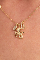 Capricorn Charm Cluster Necklace Stainless Steel Gold | Alex and Ani