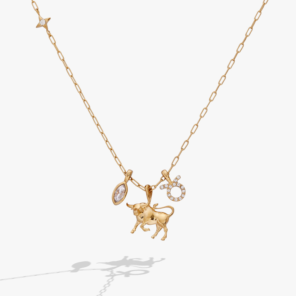 Taurus Charm Cluster Necklace Stainless Steel Gold | Alex and Ani