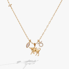 Taurus Charm Cluster Necklace Stainless Steel Gold | Alex and Ani