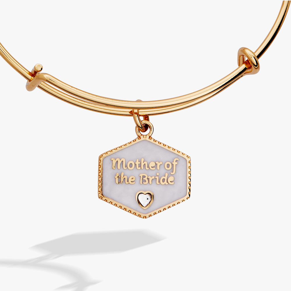 Mother of the Bride Mother of Pearl Charm Bangle Gold | Alex and Ani