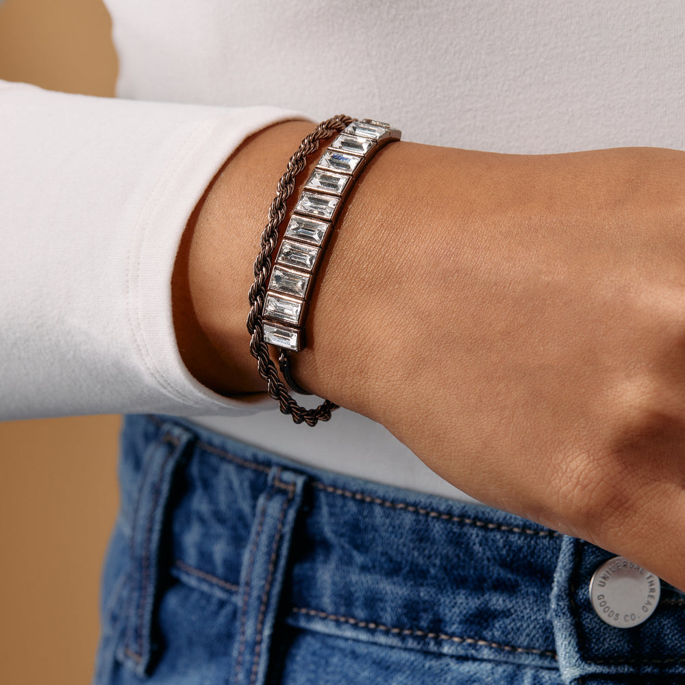 Baguette Crystal Tennis Bracelet Chocolate | Alex and Ani