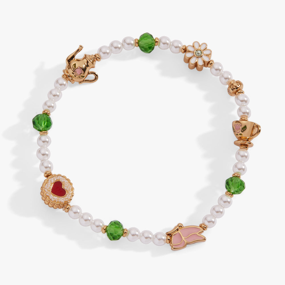 Tea Party Beaded Stretch Bracelet Gold | Alex and Ani