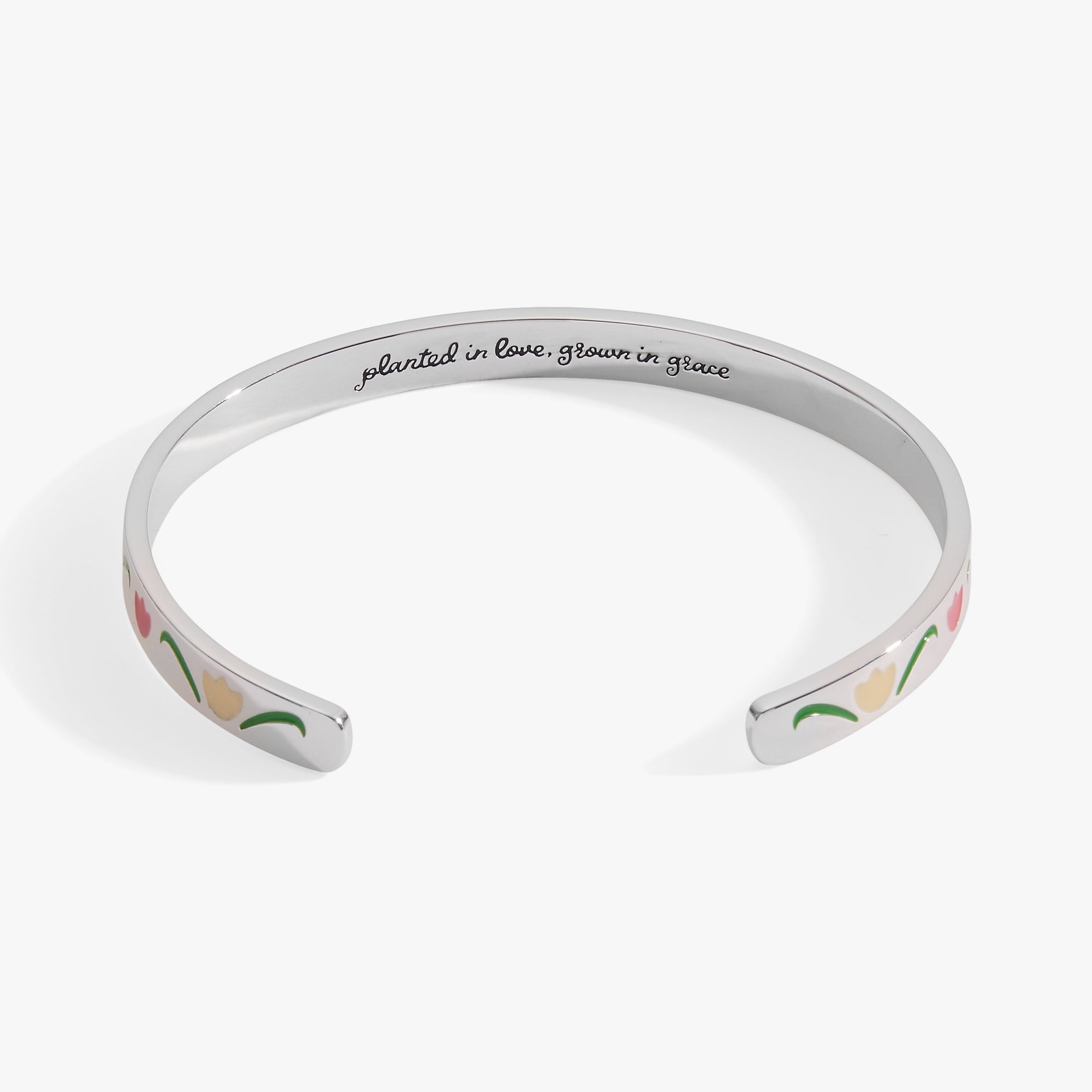 Planted In Love, Grown In Grace' Tulip Flower Cuff
    
    
    
       Silver | Alex and Ani