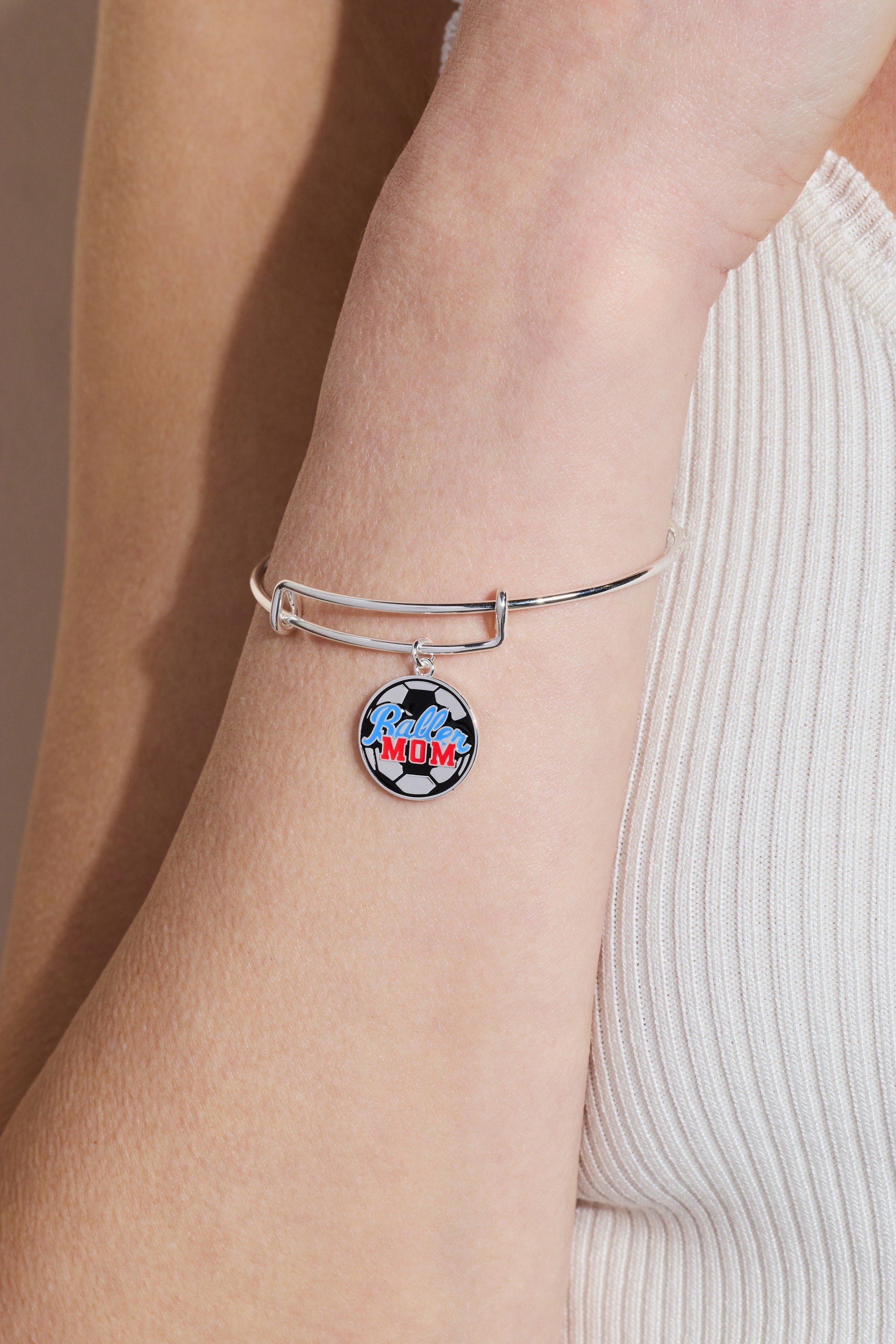 Baller Mom' Soccer Charm Bangle
    
    
    
       Silver | Alex and Ani