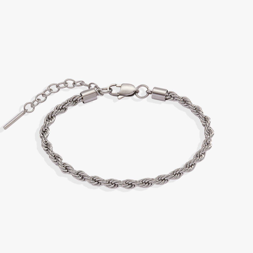 French Rope Stainless Adjustable Bracelet Stainless Steel Silver | Alex and Ani