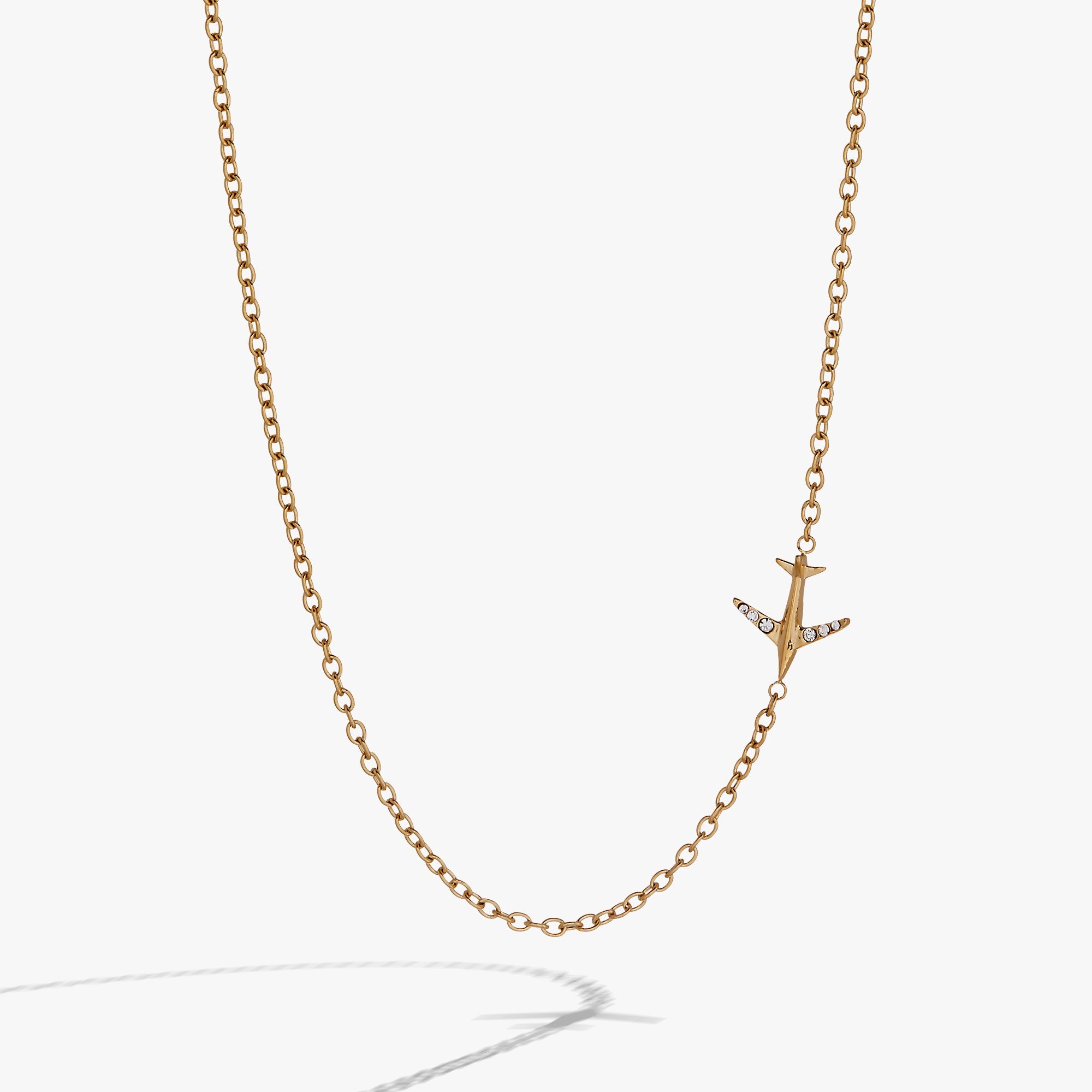 Airplane Inline Necklace Stainless Steel Gold | Alex and Ani