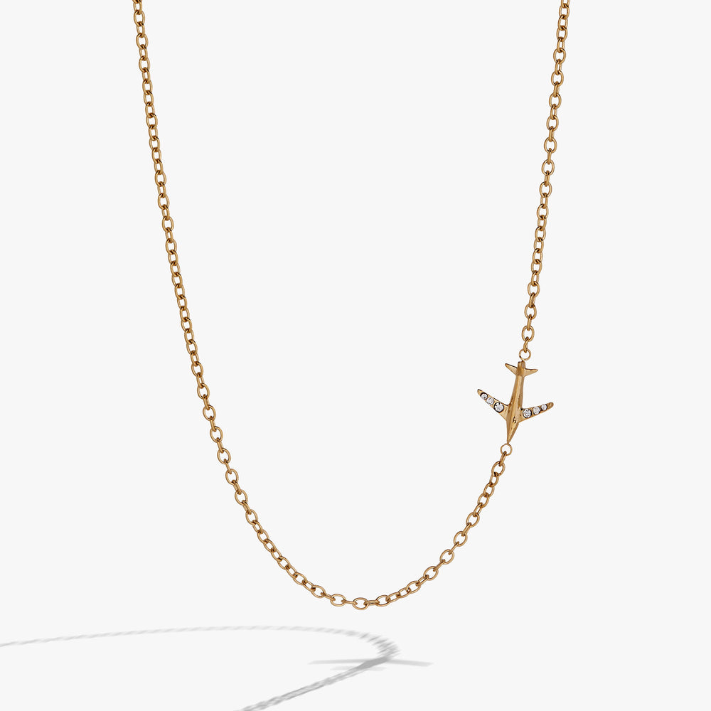Airplane Inline Necklace Stainless Steel Gold | Alex and Ani