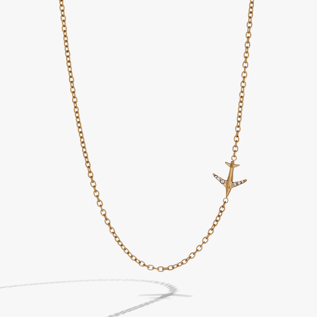 Airplane Inline Necklace Stainless Steel Gold | Alex and Ani