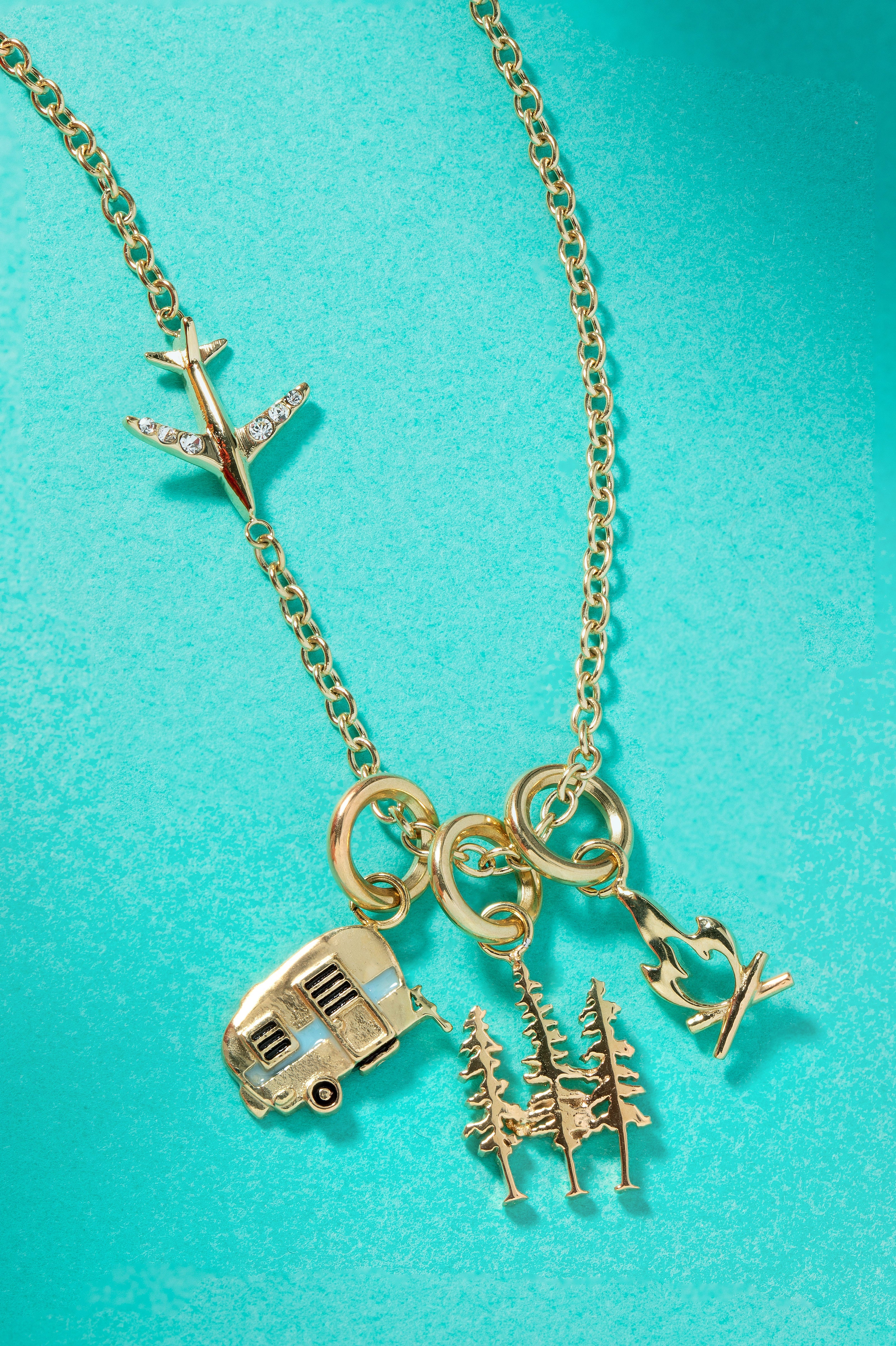 Airplane Inline Necklace Stainless Steel Gold | Alex and Ani