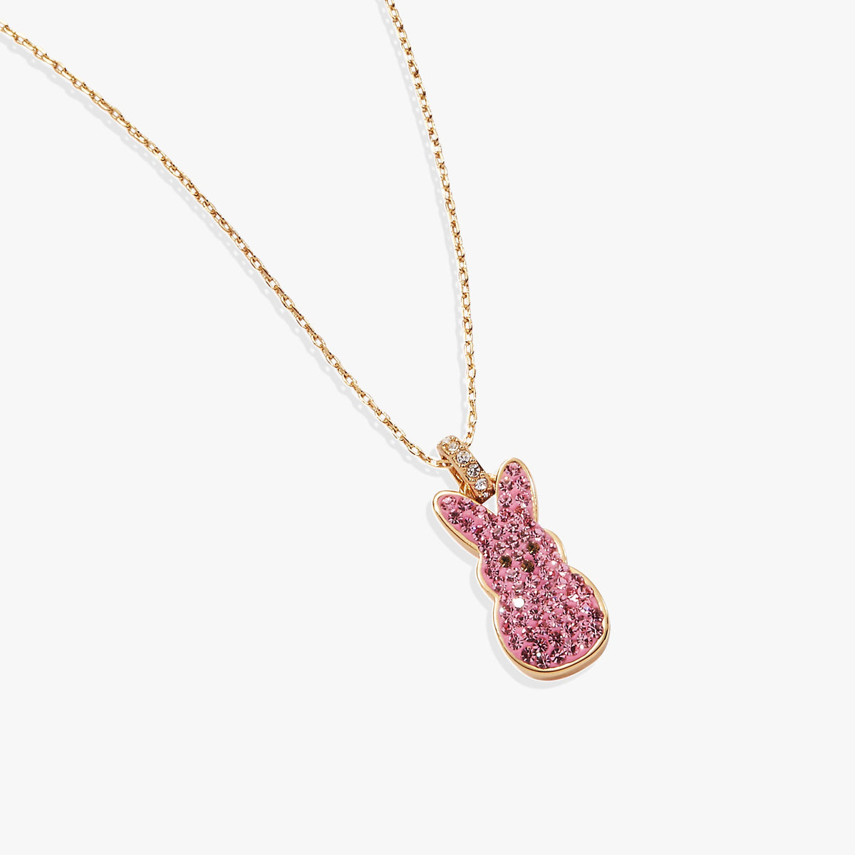 PEEPS® Pink Crystal Bunny Pendant Necklace Gold | Alex and Ani
