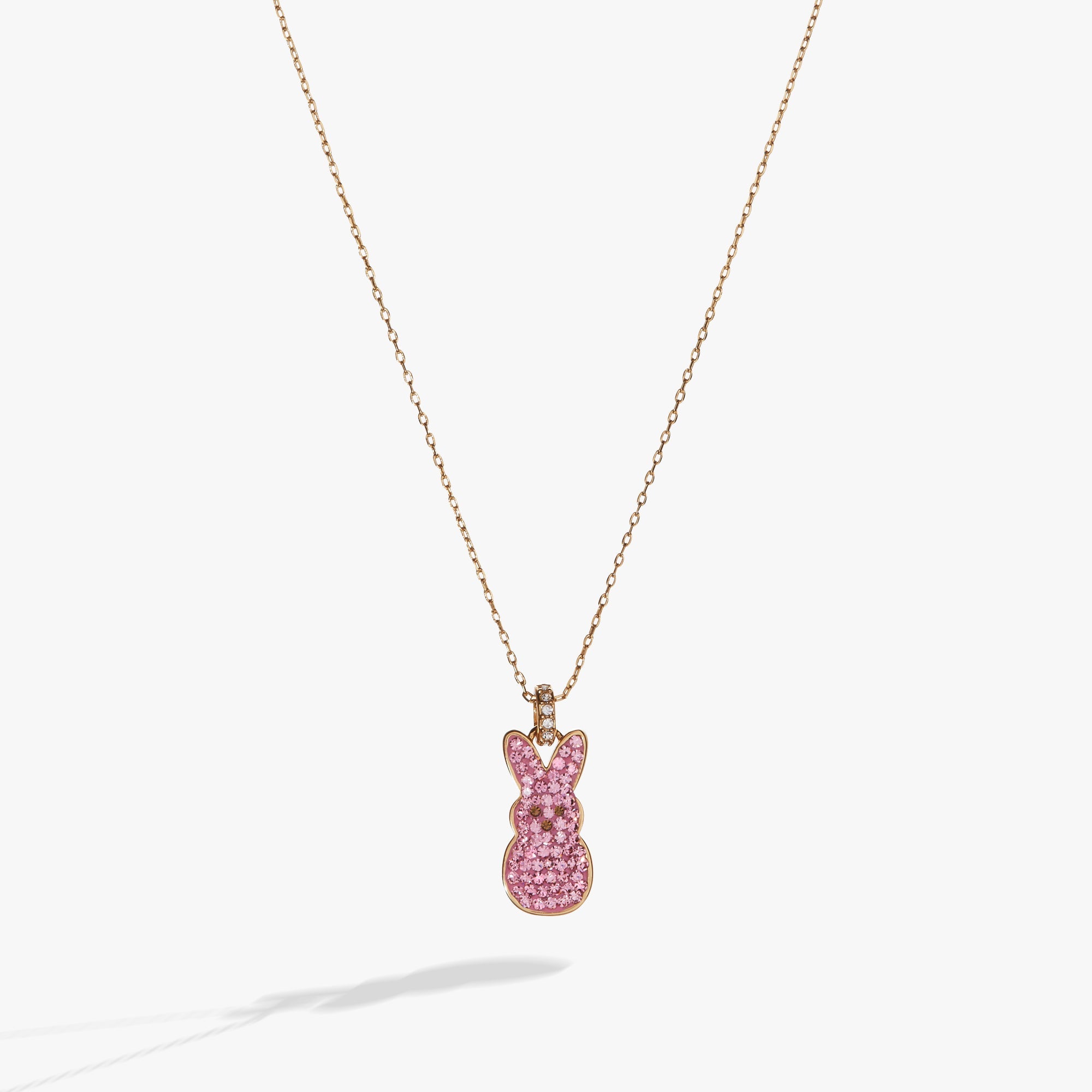 PEEPS® Pink Crystal Bunny Pendant Necklace Gold | Alex and Ani