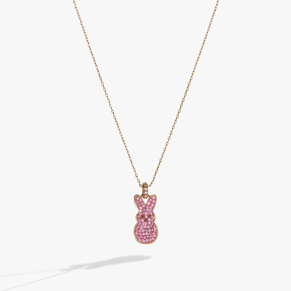 PEEPS® Pink Crystal Bunny Pendant Necklace Gold | Alex and Ani