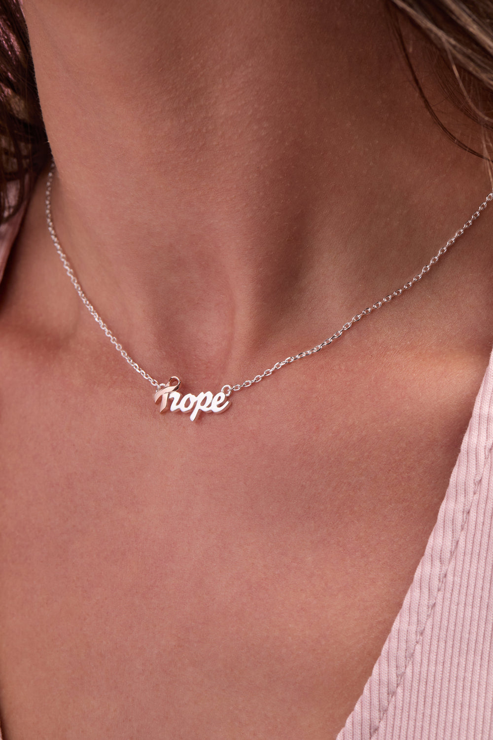 Hope Breast Cancer Awareness Pink Ribbon Hope Necklace Two Tone | Alex and Ani