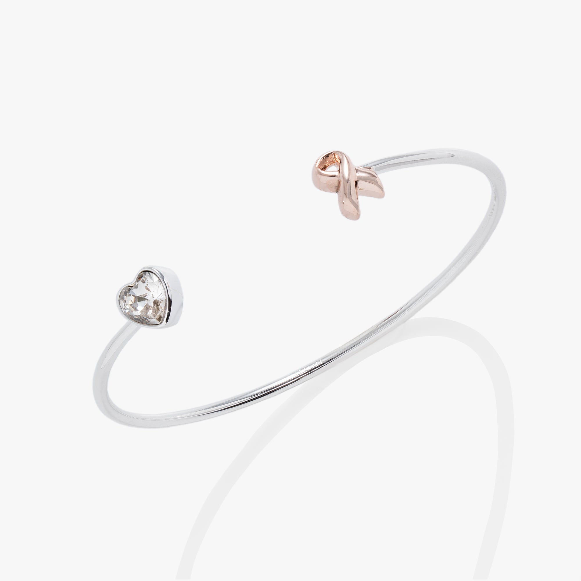 Breast Cancer Awareness Pink Ribbon Flex Cuff Two Tone | Alex and Ani