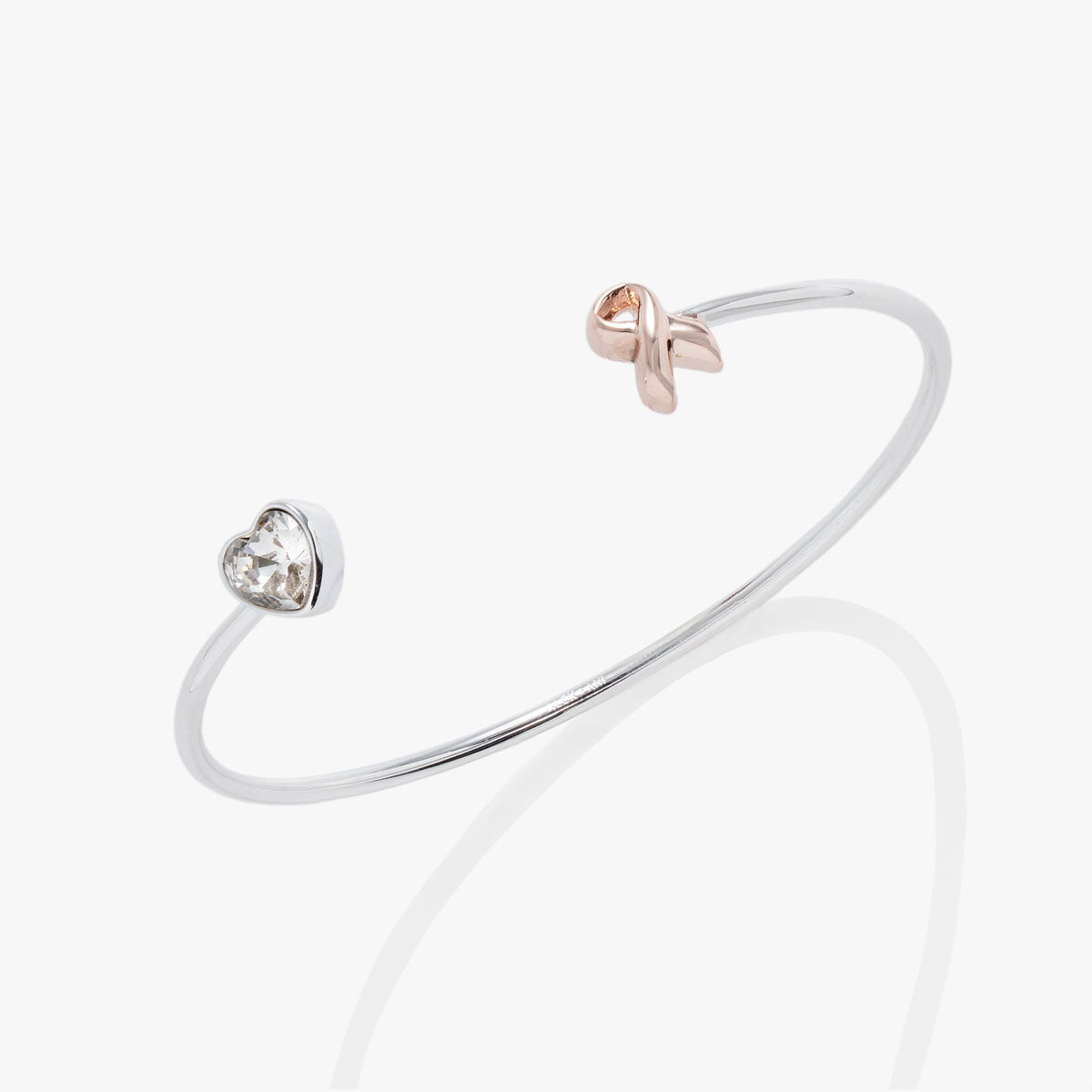 Breast Cancer Awareness Pink Ribbon Flex Cuff Two Tone | Alex and Ani