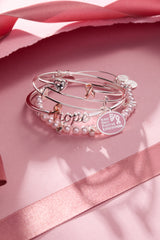 Breast Cancer Awareness Pink Ribbon Flex Cuff Two Tone | Alex and Ani