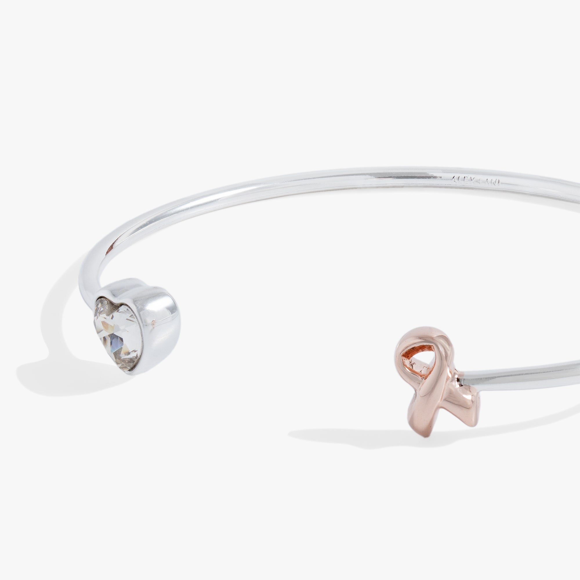 Breast Cancer Awareness Pink Ribbon Flex Cuff Two Tone | Alex and Ani