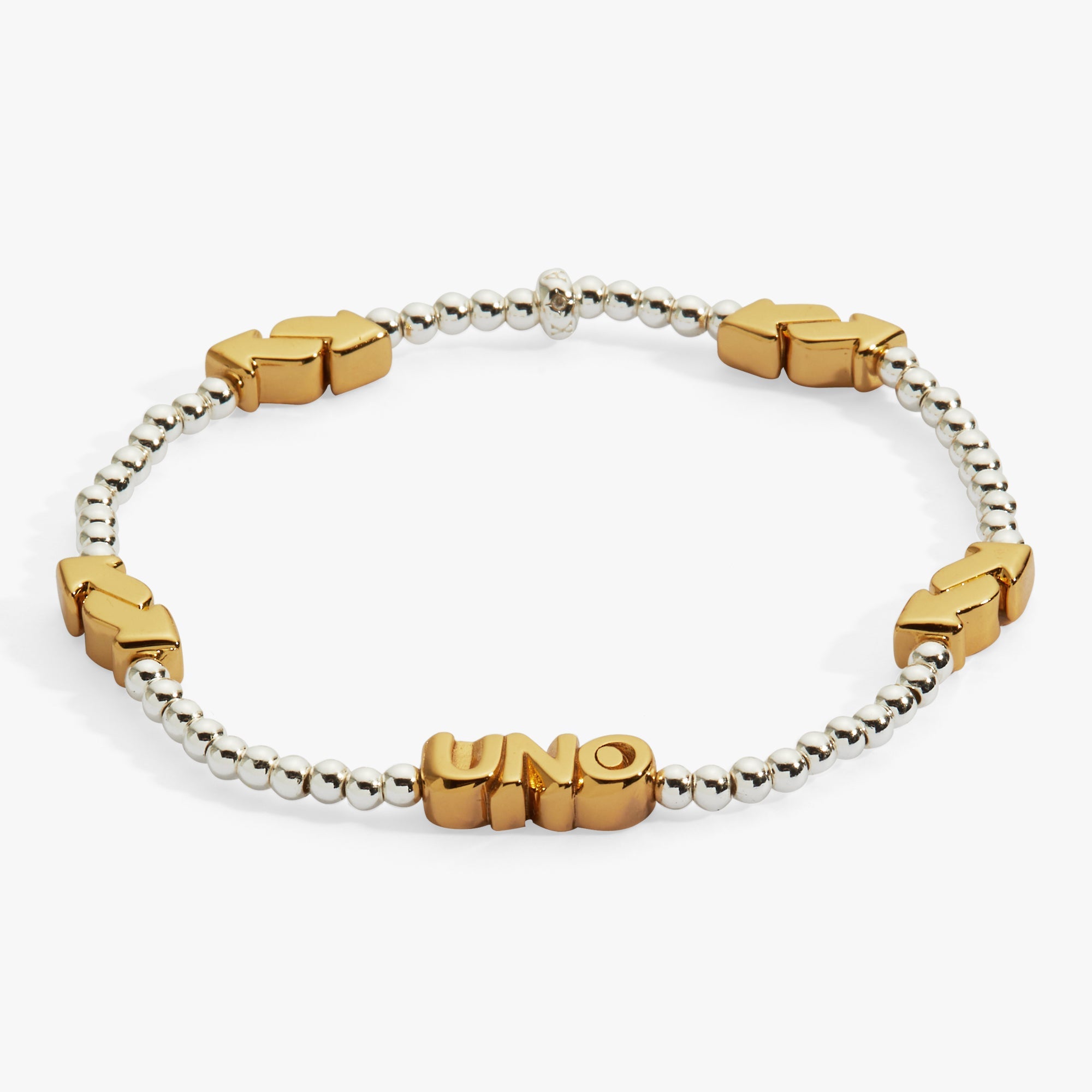 UNO™ Reverse Symbol Stationed Stretch Bracelet Two Tone | Alex and Ani