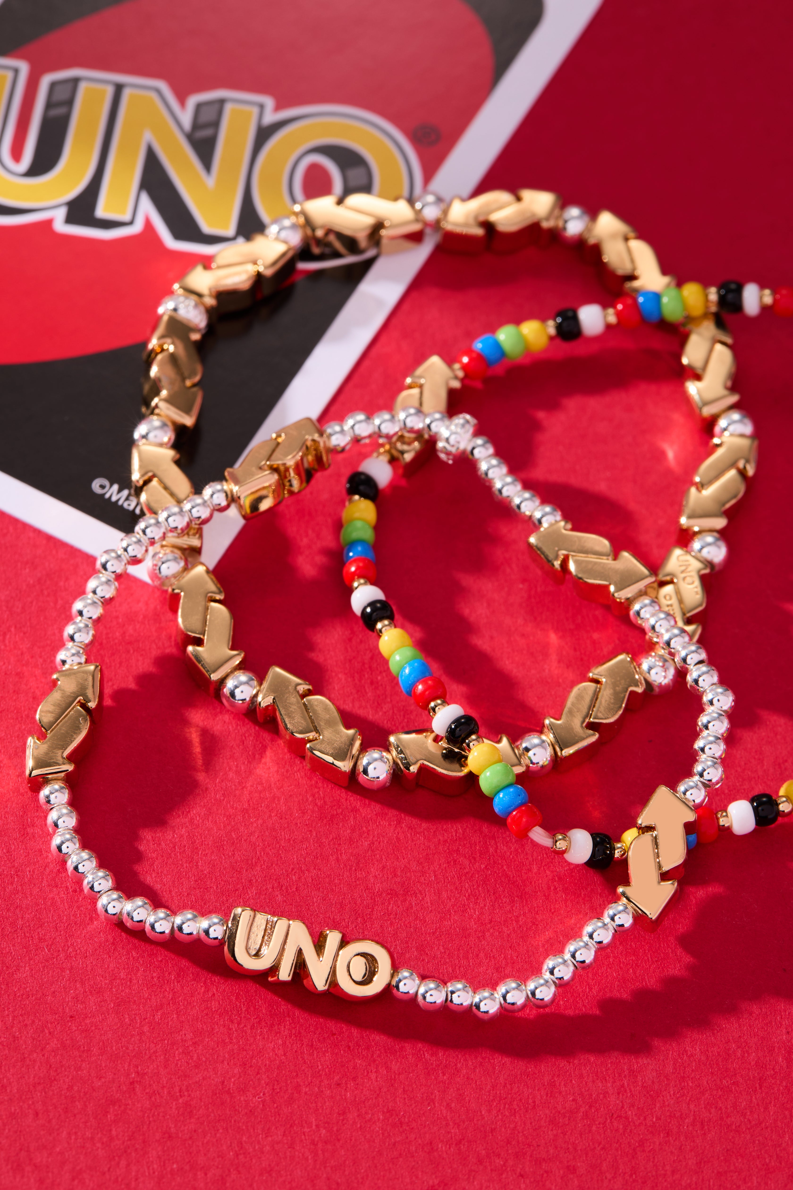 UNO™ Reverse Symbol Stationed Stretch Bracelet Two Tone | Alex and Ani