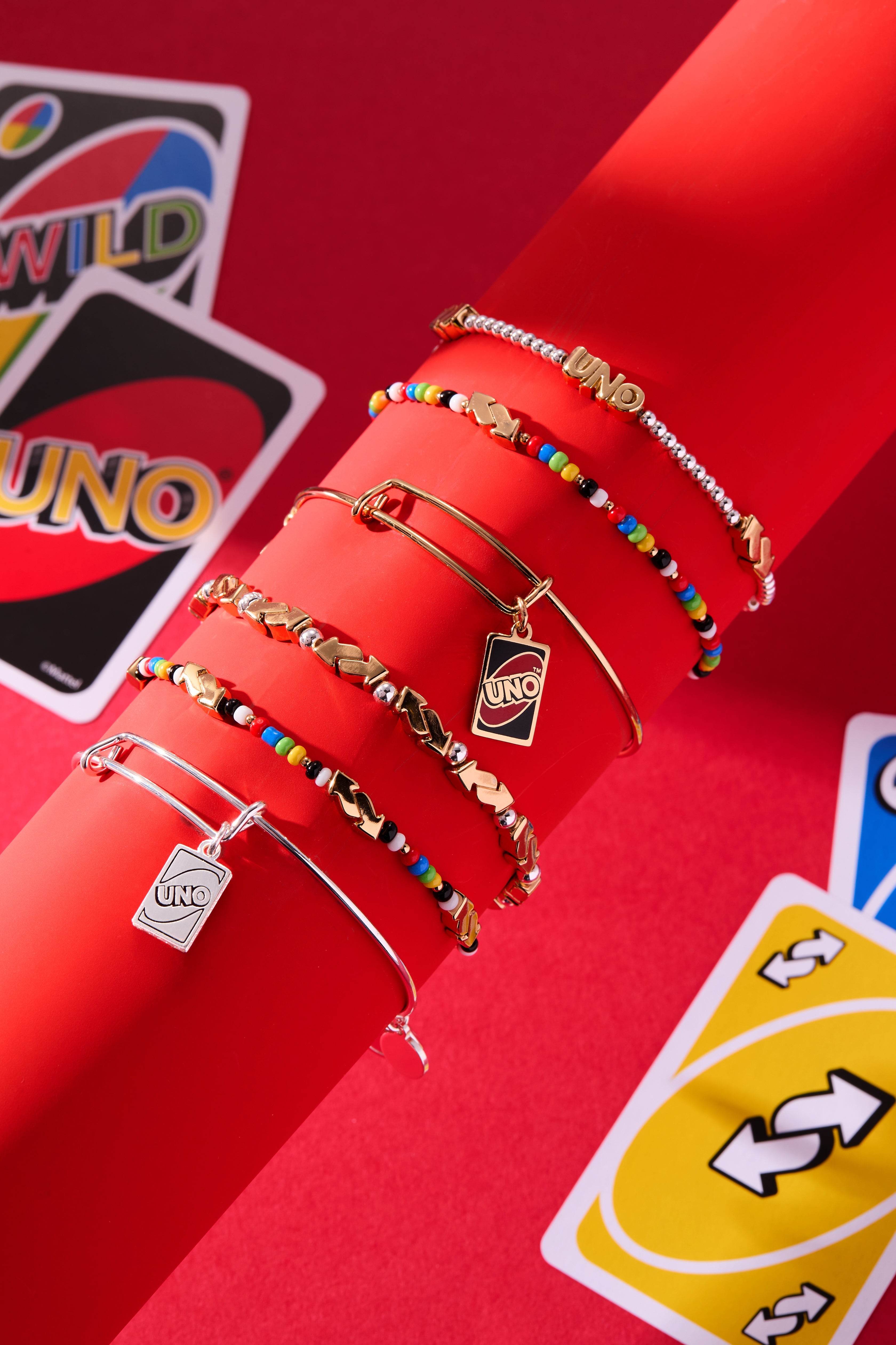UNO™ Reverse Symbol Stationed Stretch Bracelet Two Tone | Alex and Ani