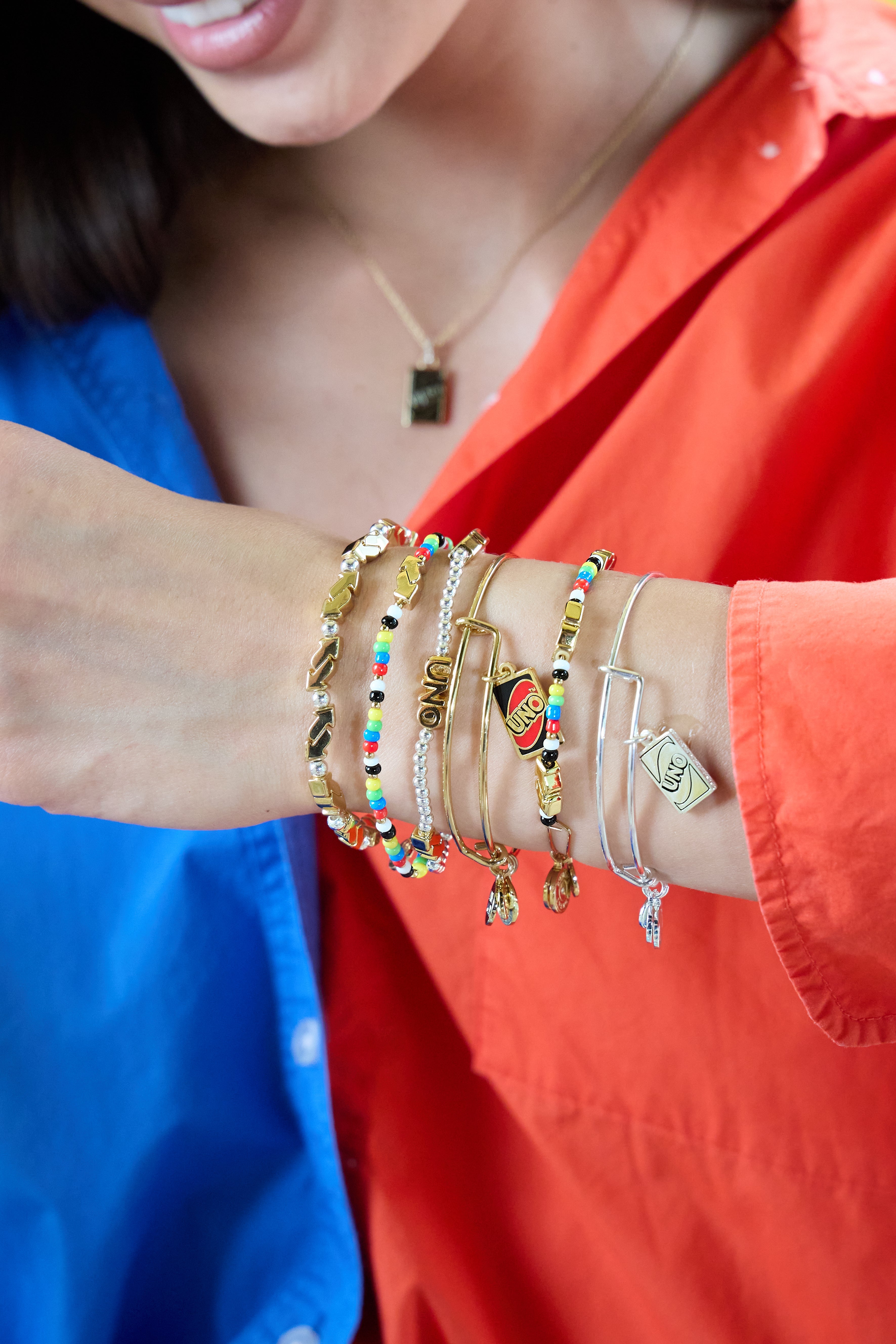 UNO™ Reverse Symbol Stretch Bracelet Two Tone | Alex and Ani
