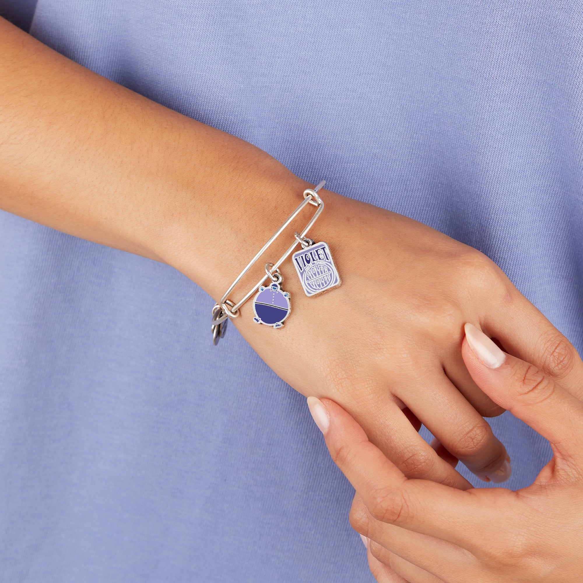 Willy Wonka 'Violet' Duo Charm Bangle - Alex and Ani Rafaelian Silver | Alex and Ani