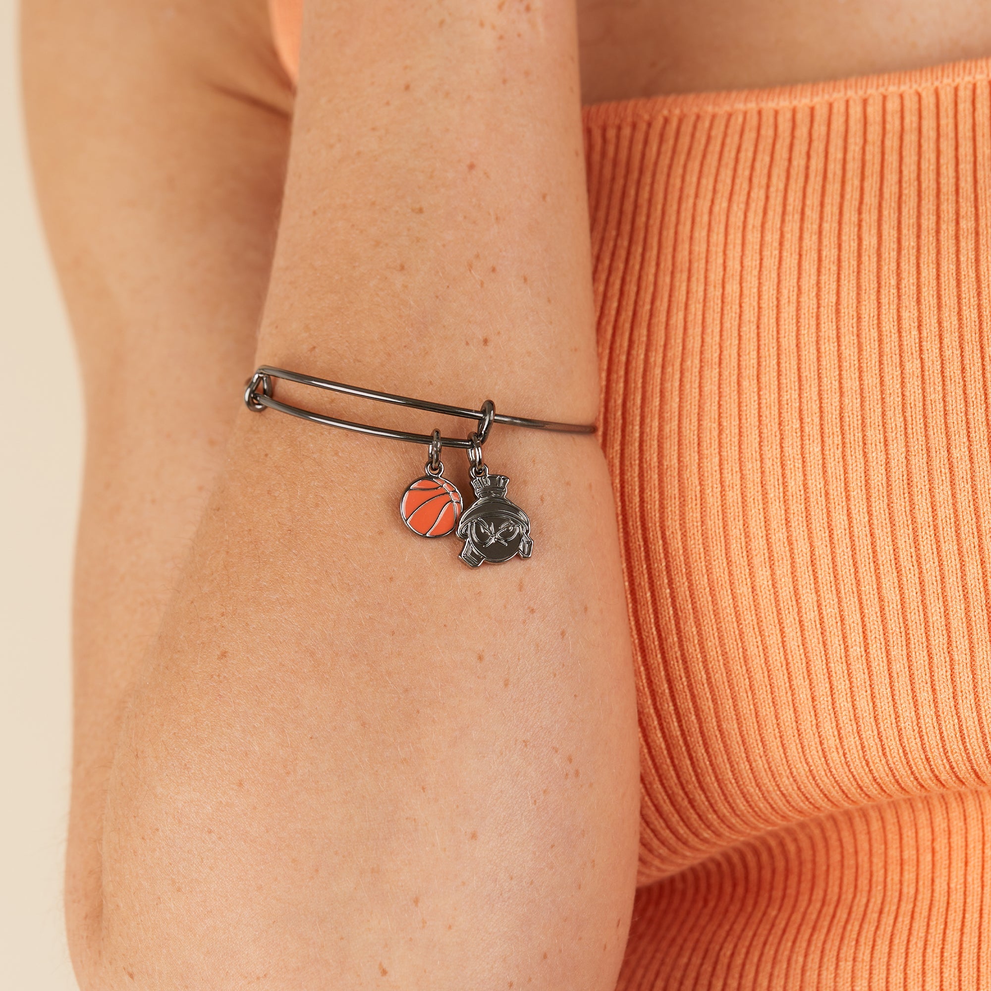Space Jam Marvin the Martian Duo Charm Bangle - Alex and Ani Midnight Silver | Alex and Ani