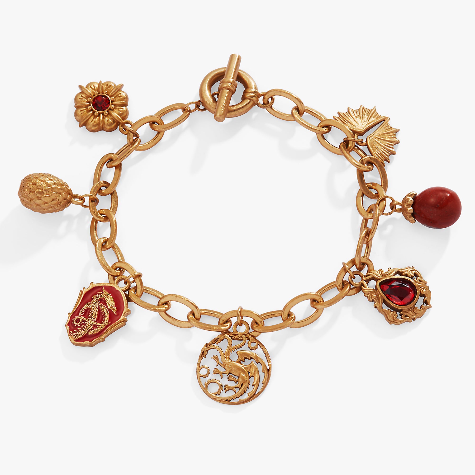 HOUSE OF THE DRAGON™ Toggle Multi-Charm Bracelet Antique Gold | Alex and Ani