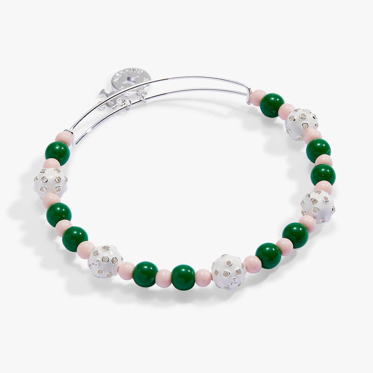 Barbie™ Pickleball Beaded Charm Bangle Silver | Alex and Ani
