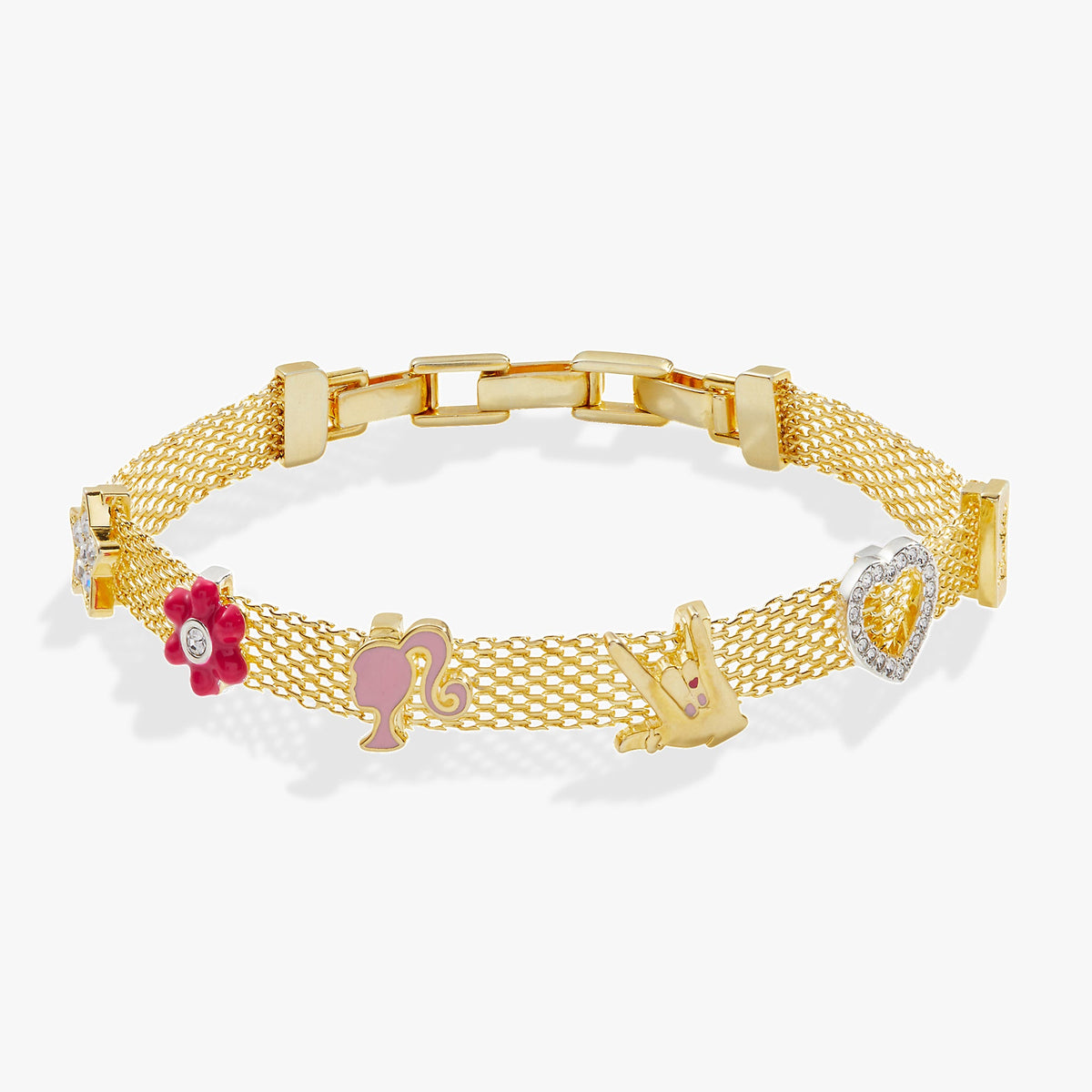 Barbie™ Multicharm Mesh Chain Bracelet Gold | Alex and Ani