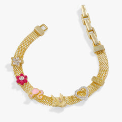 Barbie™ Multicharm Mesh Chain Bracelet Gold | Alex and Ani