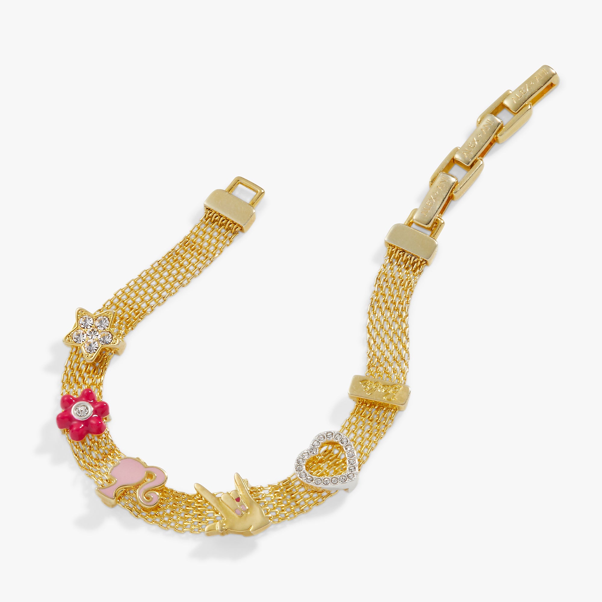 Barbie™ Multicharm Mesh Chain Bracelet Gold | Alex and Ani