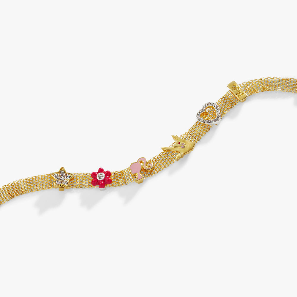 Barbie™ Multicharm Mesh Chain Bracelet Gold | Alex and Ani