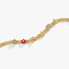 Barbie™ Multicharm Mesh Chain Bracelet Gold | Alex and Ani