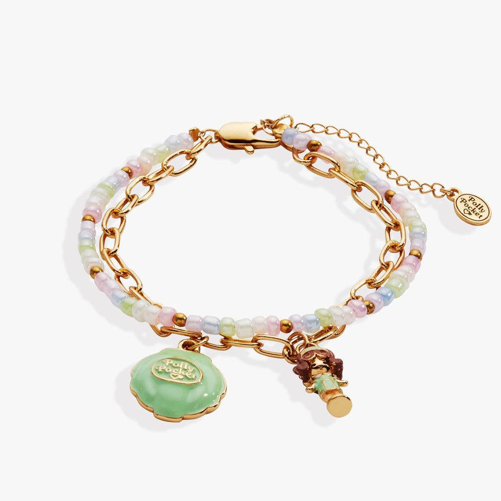 Polly Pocket™ 2 Row Charm Bracelet Gold | Alex and Ani