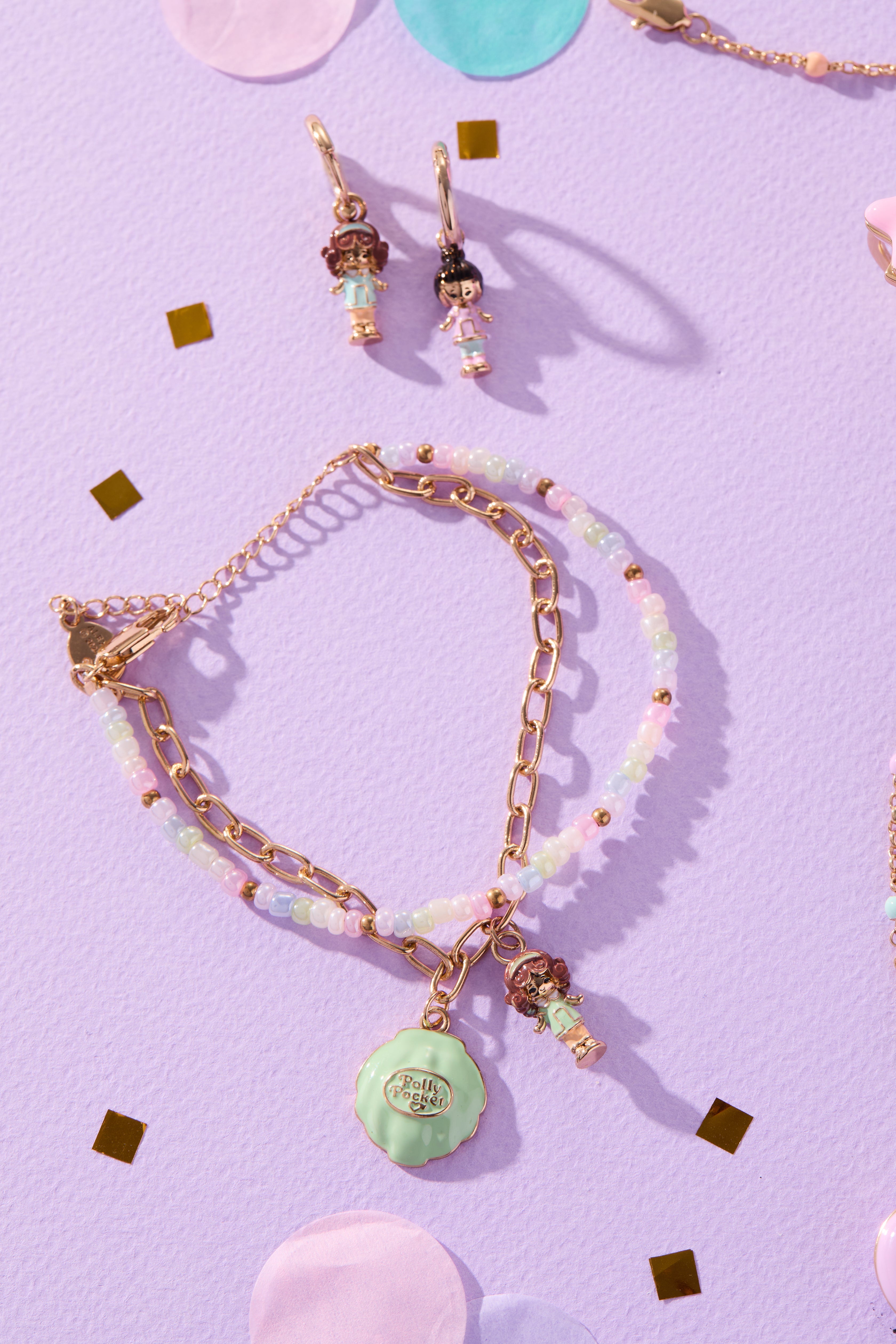 Polly Pocket™ 2 Row Charm Bracelet Gold | Alex and Ani