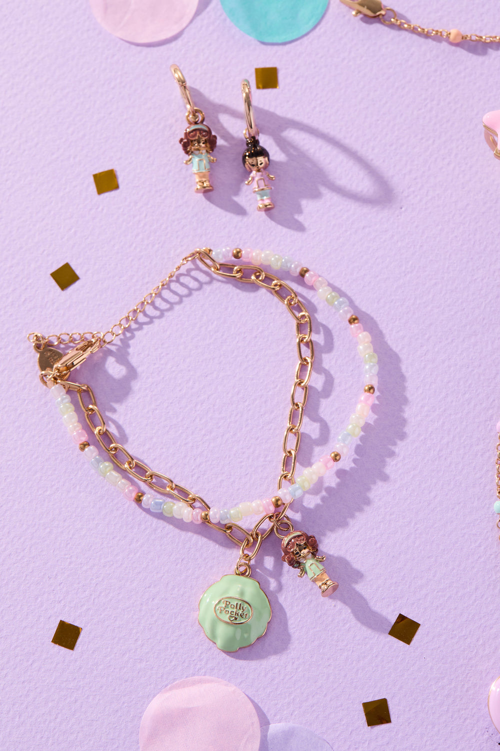 Polly Pocket™ 2 Row Charm Bracelet Gold | Alex and Ani