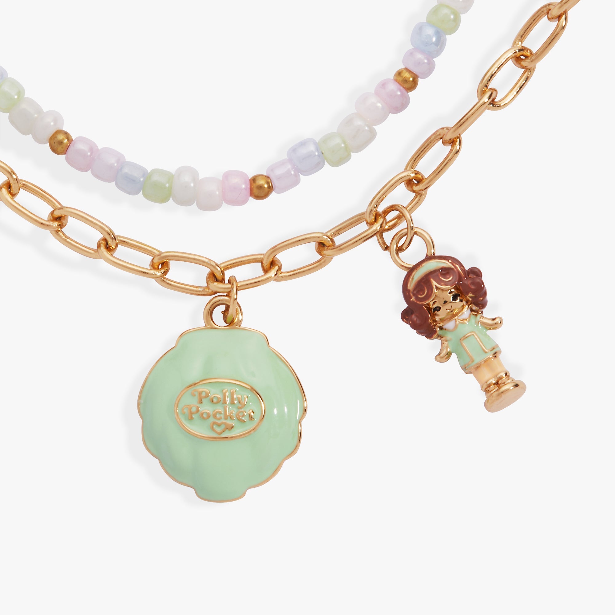 Polly Pocket™ 2 Row Charm Bracelet Gold | Alex and Ani