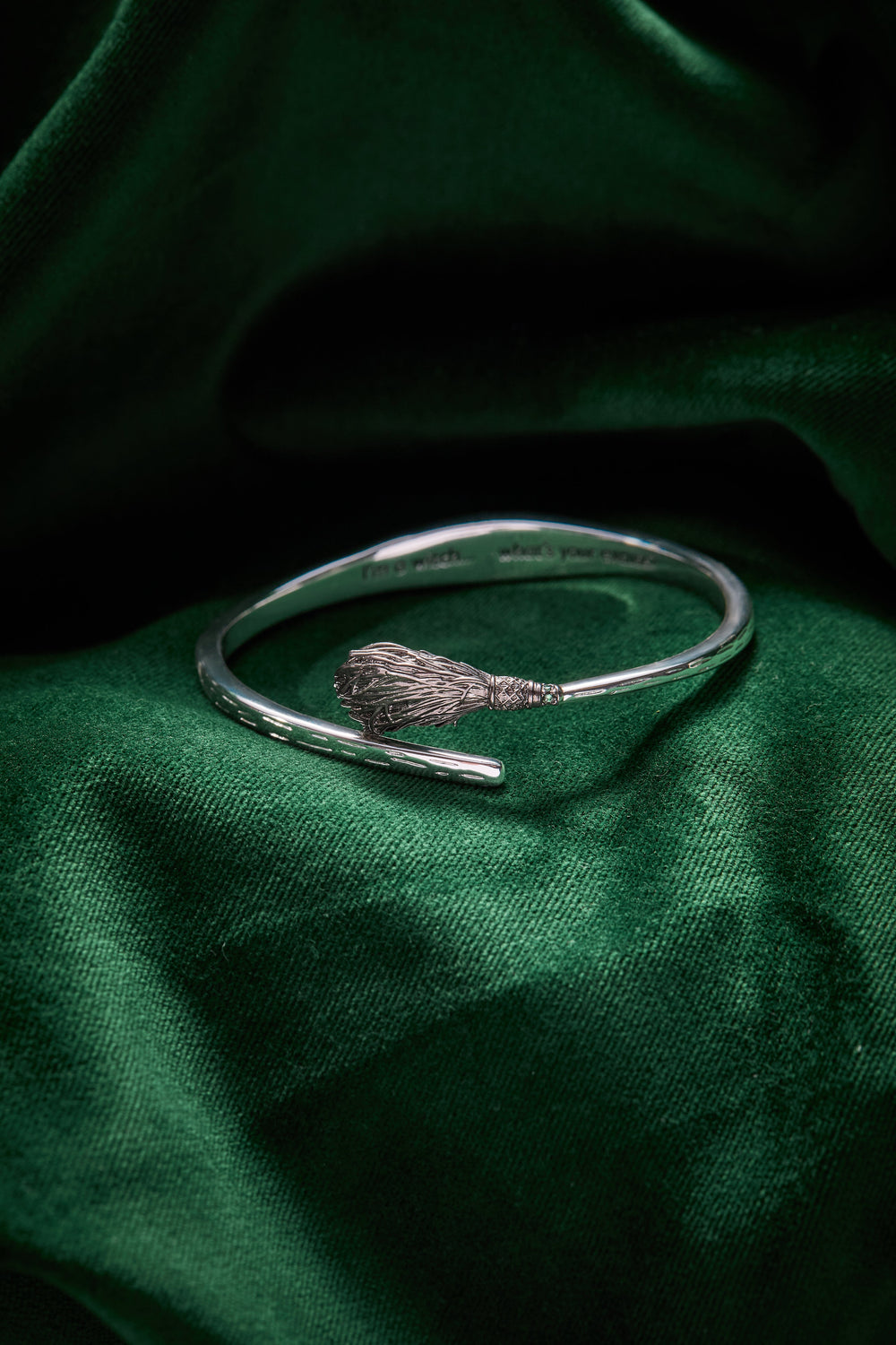 The Wizard of Oz™ Wicked Witch Broom Bypass Cuff Silver | Alex and Ani