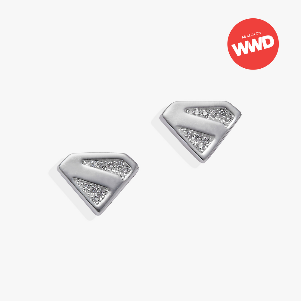 SUPERMAN™ Pave Logo Stud Silver | Alex and Ani