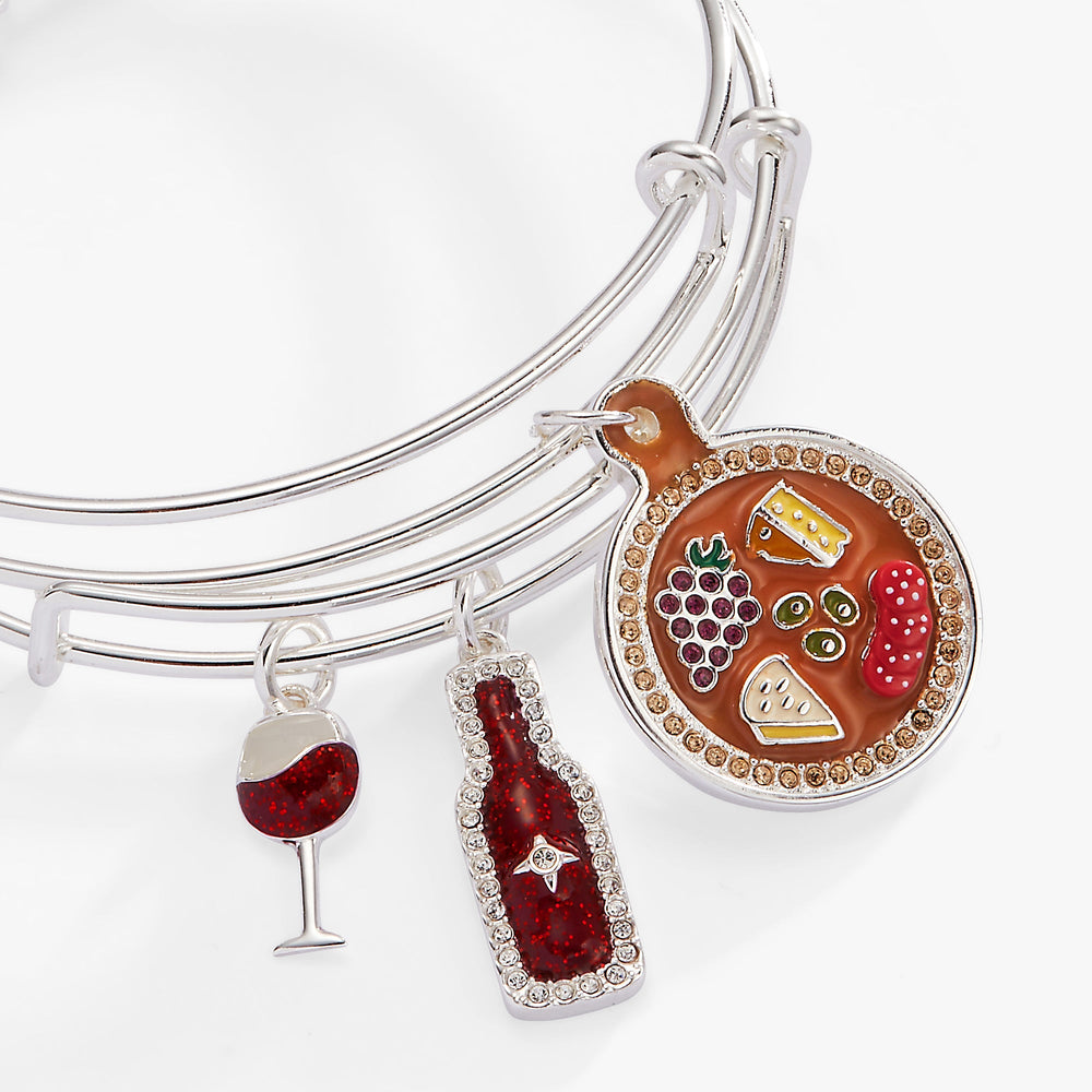 Wine and Cheese BFF Bangle Set of 2 Silver | Alex and Ani