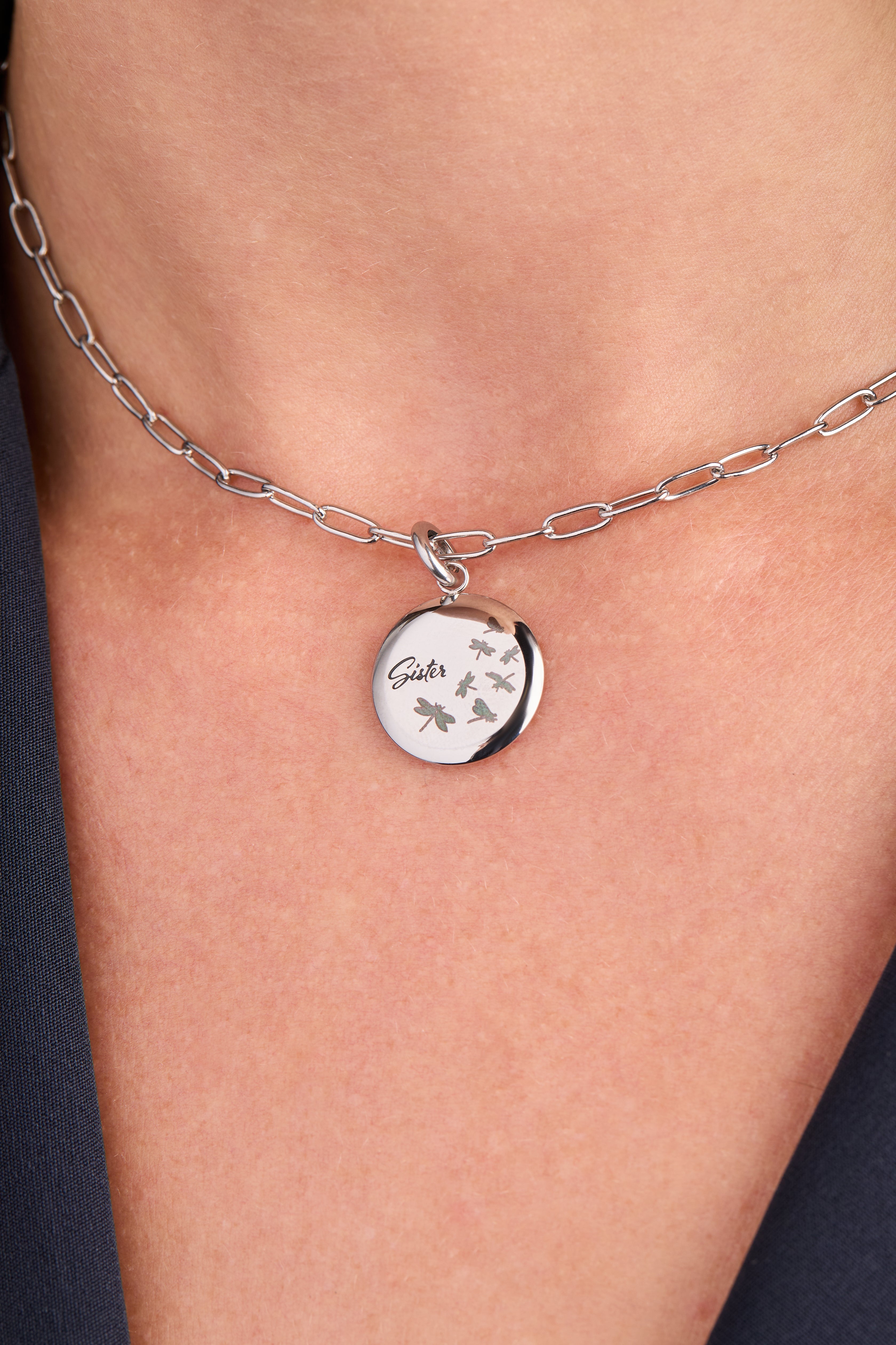 Sister Dragonfly Disc Charm Stainless Steel Gold | Alex and Ani