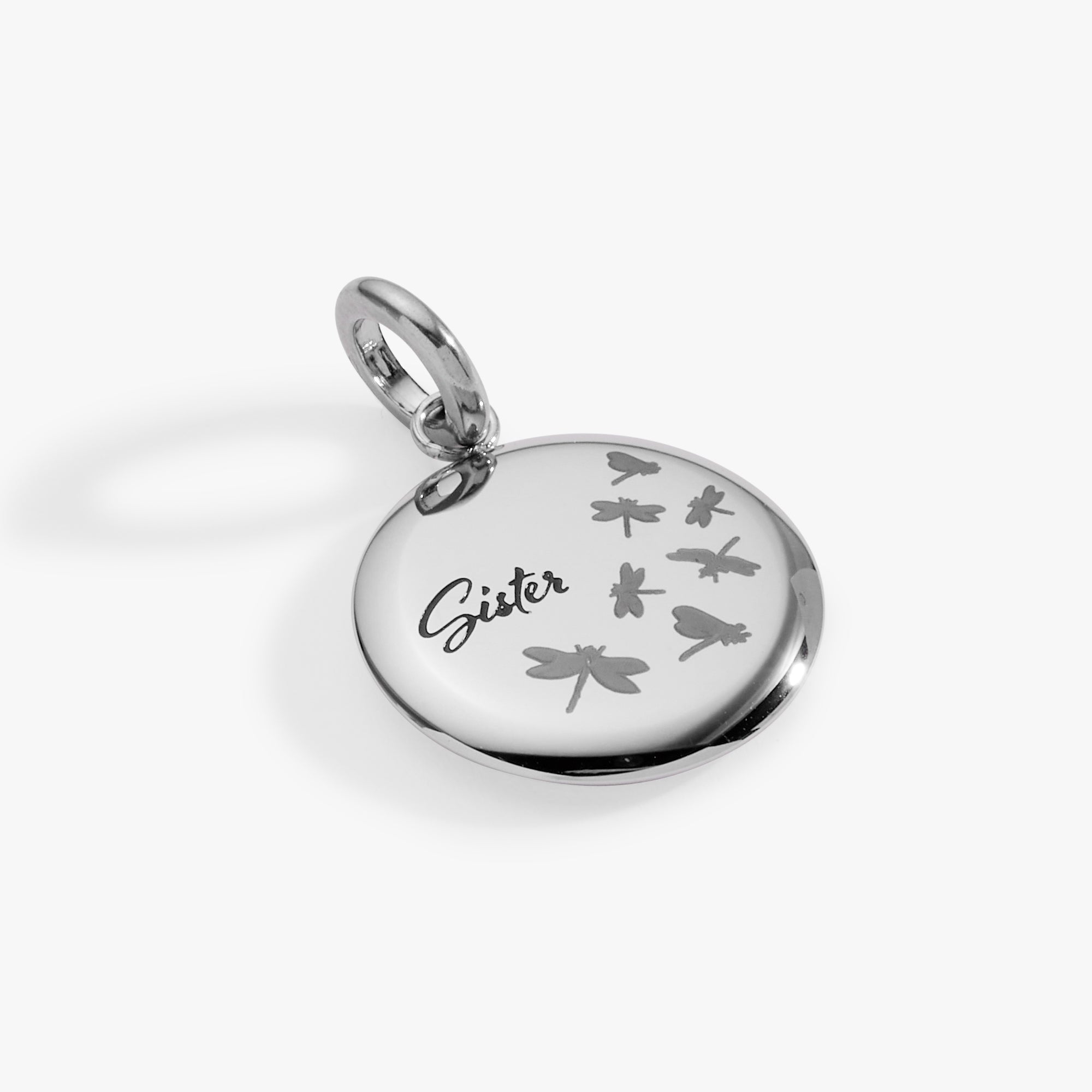 Sister Dragonfly Disc Charm Stainless Steel Gold | Alex and Ani