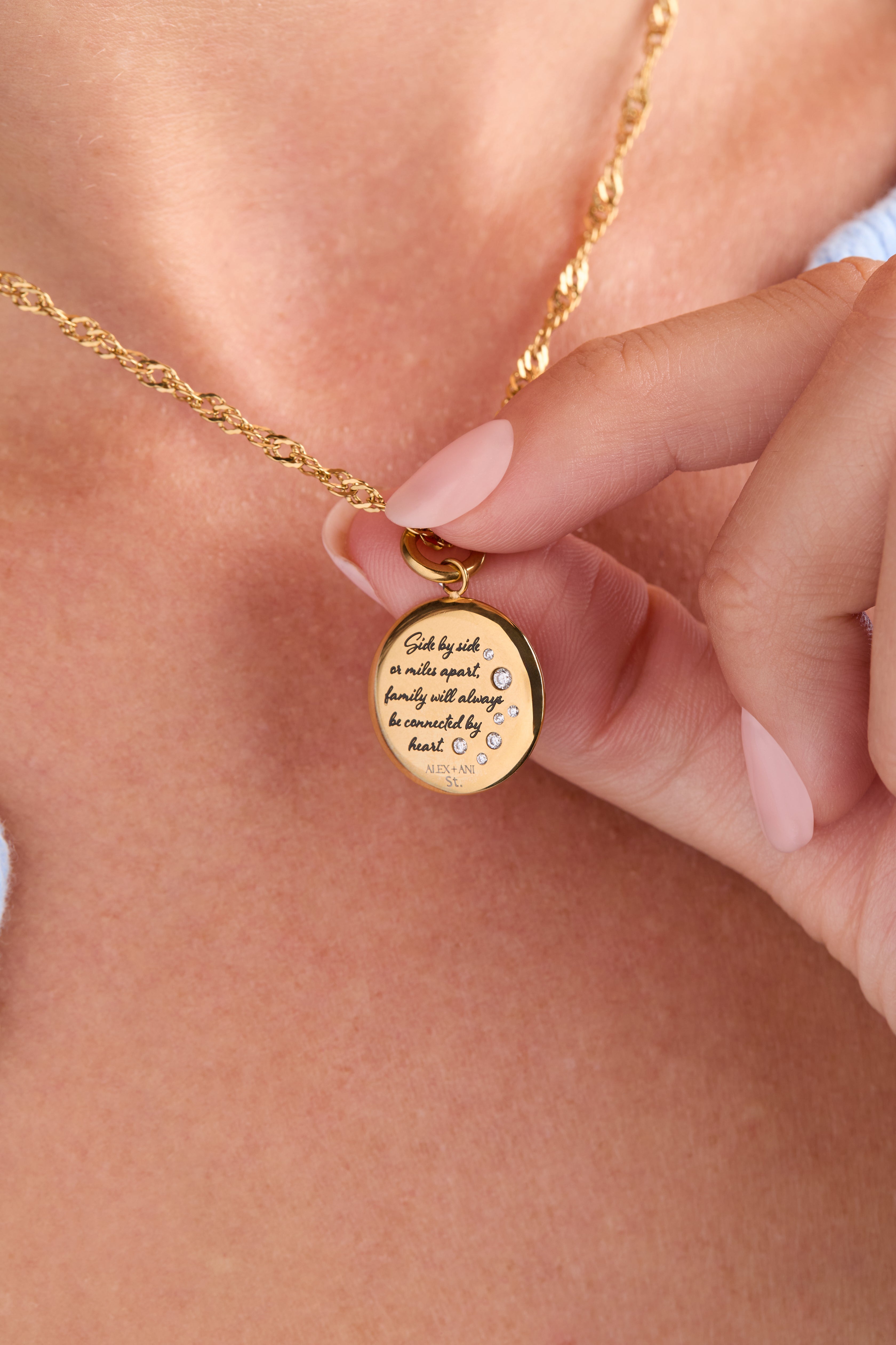 Grandma Hummingbird Disc Charm Stainless Steel Gold | Alex and Ani