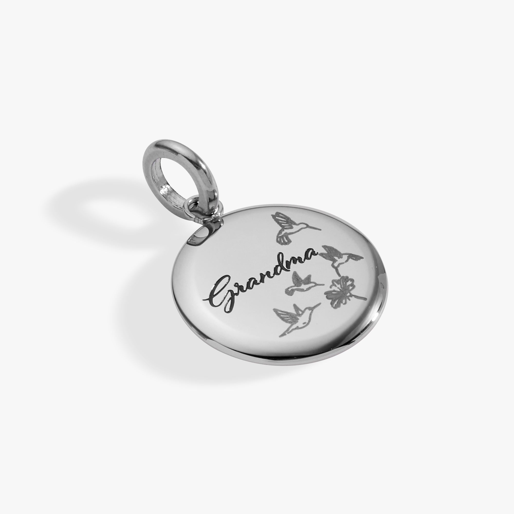 Grandma Hummingbird Disc Charm Stainless Steel Gold | Alex and Ani