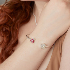 Ladybug and Daisy Flex Cuff Silver | Alex and Ani