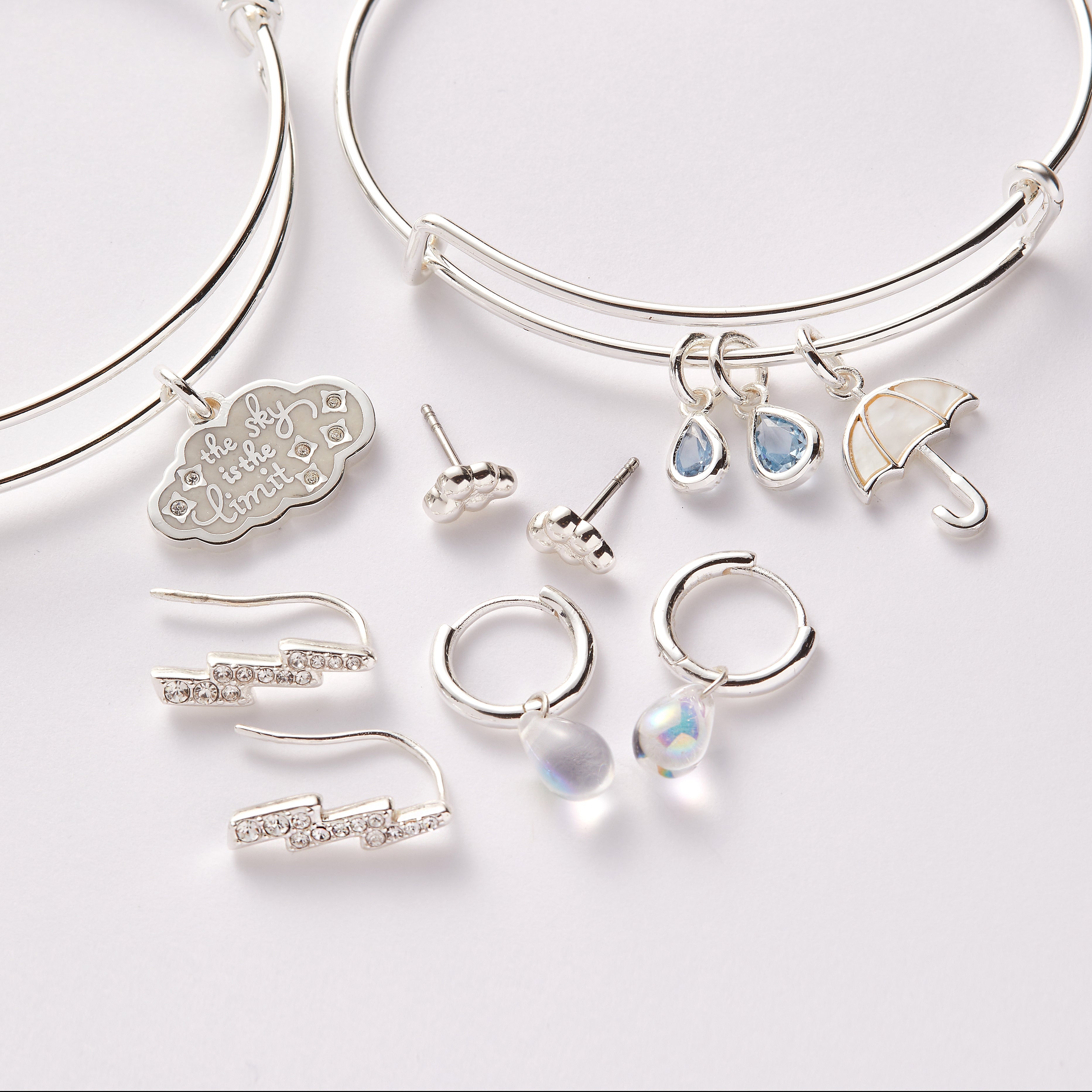 Mother of Pearl Umbrella Bangle Silver | Alex and Ani