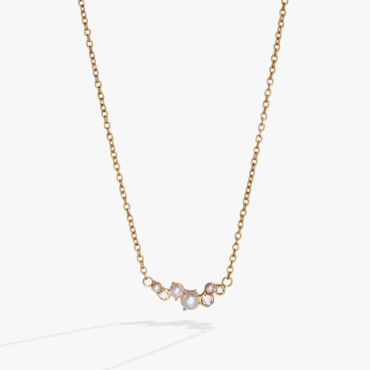 Pearl & Crystal Pendant Necklace Stainless Steel Gold | Alex and Ani