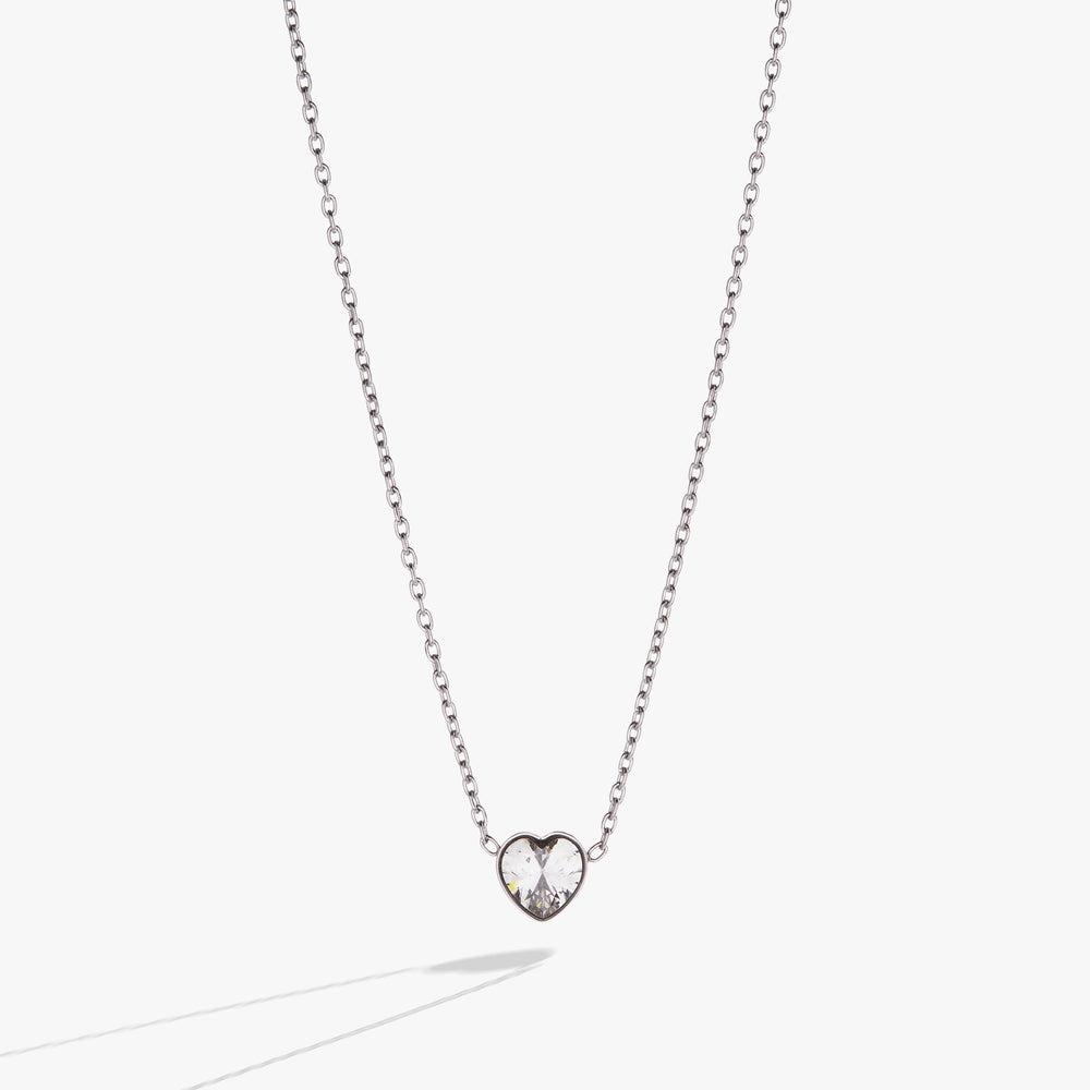 Crystal Heart Pendant Necklace – Romantic Special Occasion Jewelry Stainless Steel Silver | Alex and Ani